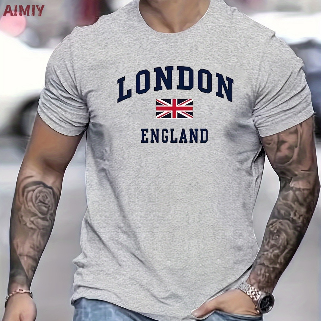 Summer Clothing London - 紳士服ロンドンイングランドパターンプリント Tシャツ男特大 Tシャツラウンドネック半袖 Tシャツ男性用トップス