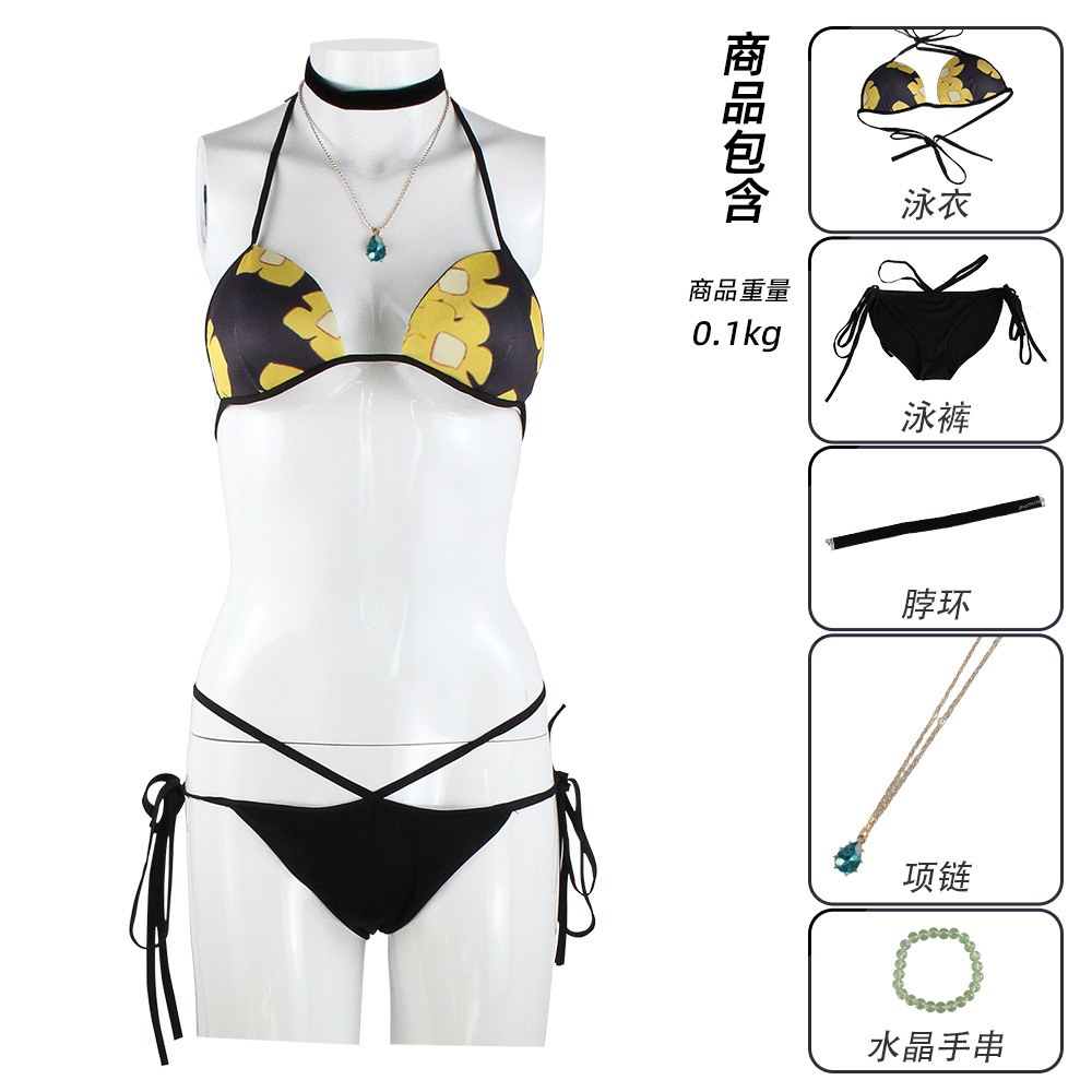 Halter Neck Top - 2 スタイルの女性アニメスタイルビキニ水着、レトロなホルターネック水着夏のビーチパーティー Cos 衣装