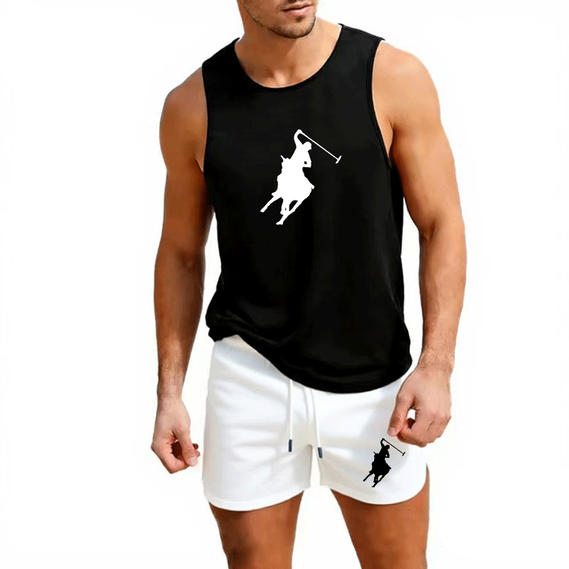 Summer Clothing Men - ヨーロッパメンズサマーベスト＆ショーツセット 2ピース アウトドアジョギング アスレチックスポーツウェア ファッション トレンド