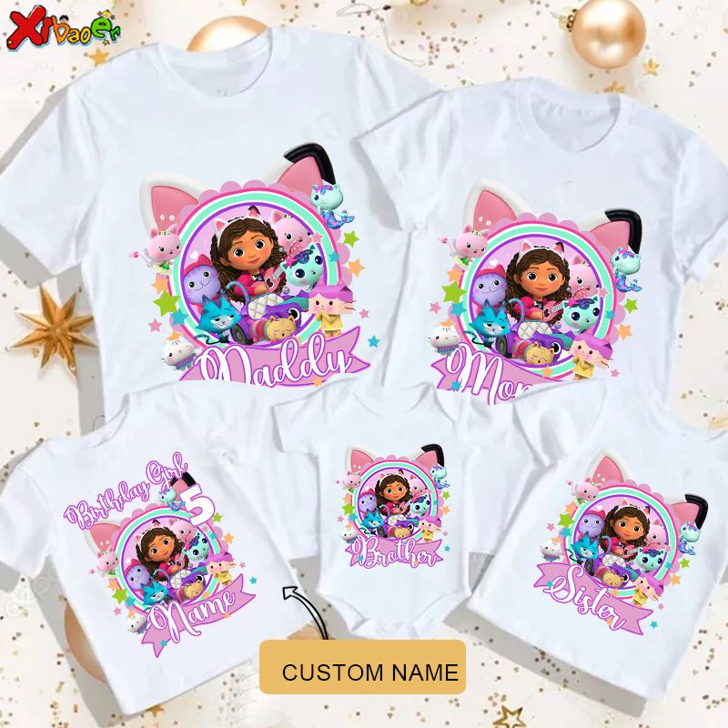 Summer Clothing Baby - 女の子用誕生日Tシャツ パーソナライズされた名前入り プリンセス ファミリーお揃い衣装 パーティー 幼児用ベビーTシャツ