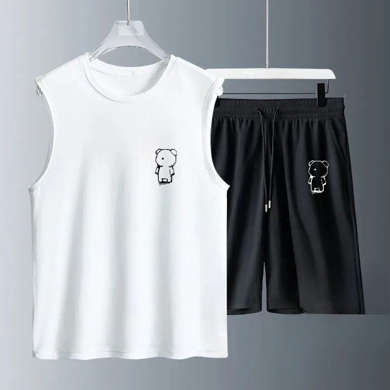 Summer Clothing Men - メンズタンクトップセット 2026年夏 速乾性スポーツウェア 通気性のあるランニングウェア オーバーサイズ ビーチスポーツ