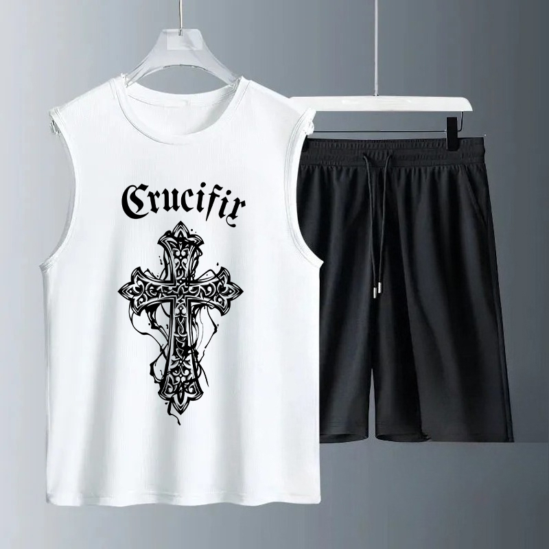 Summer Clothing Men - メンズタンクトップセット 2026年夏 速乾性スポーツスーツ スポーツオーバーサイズ 海辺ビーチ ランニング