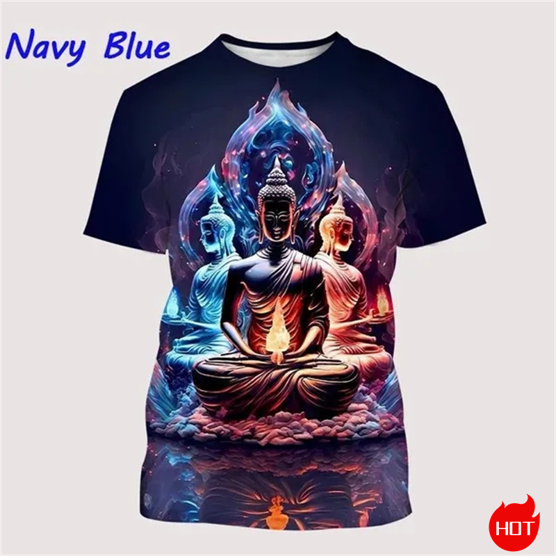 Summer Clothing India - 男性用原宿Tシャツ,3Dプリント,ブッダシャクヤムニ仏教,古代インドのスピリチュアルトーテム,子供用ストリートウェア,ファッションウェア
