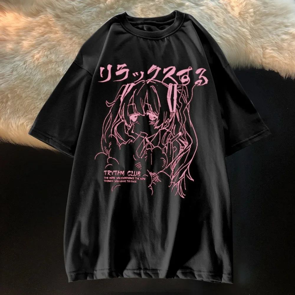 Summer Grunge Clothing - Y2k 日本原宿かわいい Tシャツアニメプリント女性の Tシャツグランジトップ夏カジュアル半袖婦人服