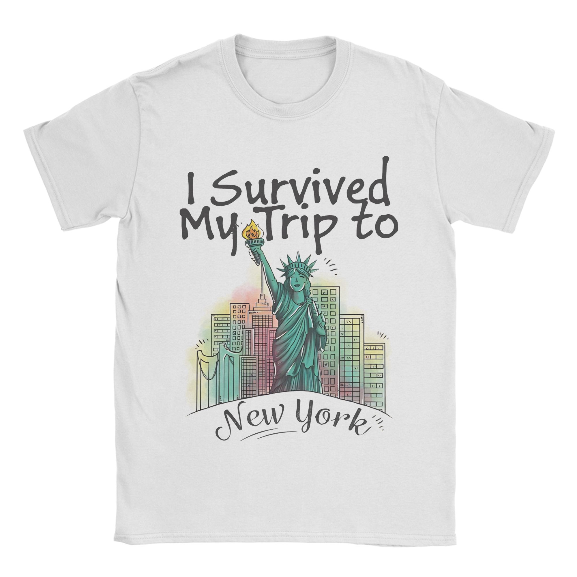 Summer Clothing Nyc - レトロ「ニューヨーク旅行を生き延びた」Tシャツ ユニセックス クルーネック 半袖トップス 旅行用 コットン