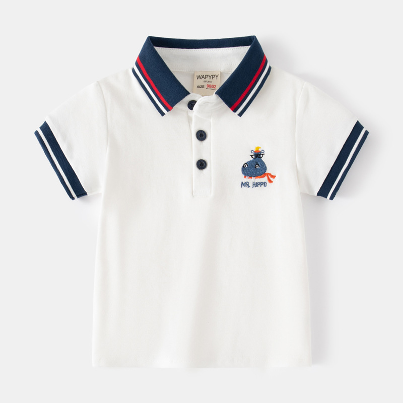 Summer Clothing Baby - 男の子用の幼児用ポロシャツ,子供服,女の子と男の子用の服,キュート,韓国風,ストライプ,白,青,夏のトップス