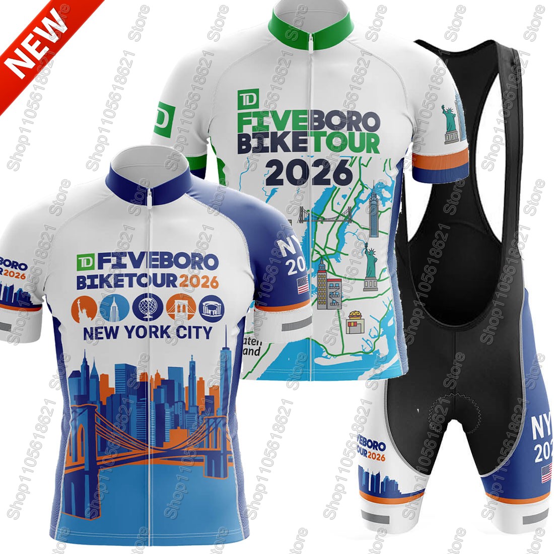 Summer Clothing Nyc - NYC-Cycling-Tour 2026 チームジャージセット サイクリング USA-衣料品キット メンズ