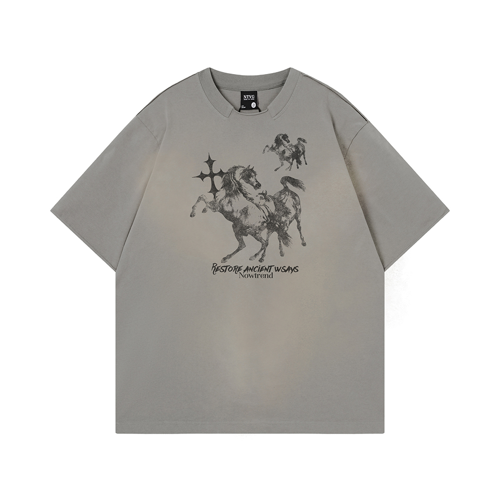 Summer Clothing Trends 2026 - ディストレス加工高品質半袖Tシャツ Y2K Tシャツ ゴス オーバーサイズTシャツ メンズ服