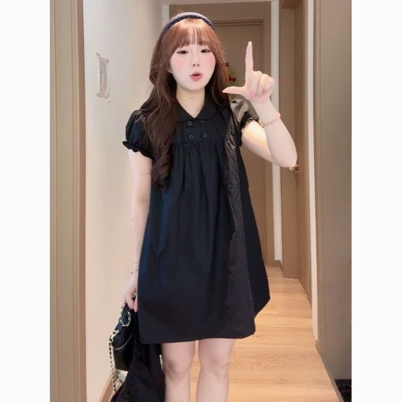 Summer Clothing New Look - ドールカラーAワードドレスは薄く見える夏の新作初恋バブルスリーブホワイトスカートゆったり肉感カバー女性服