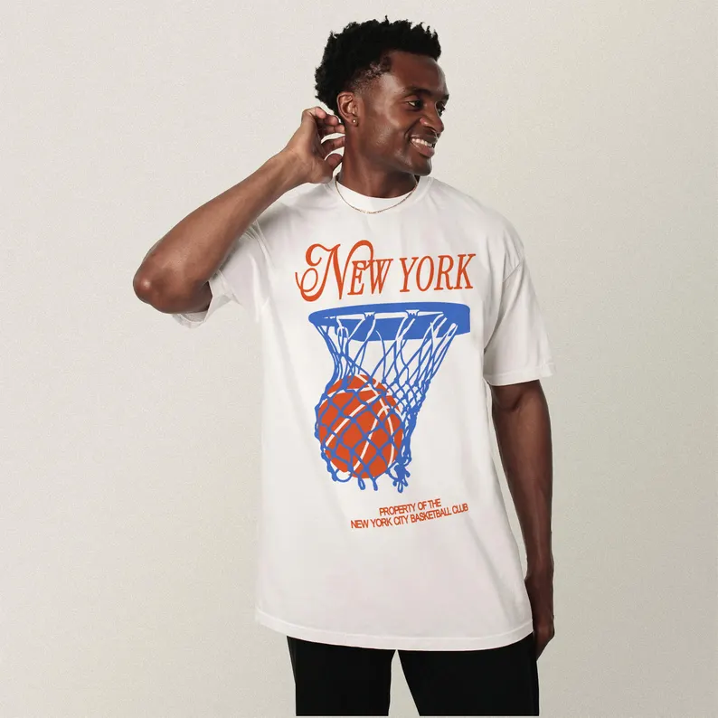 Summer Clothing Nyc - ニューヨークバスケットボール Tシャツ男性と女性用 _ コットン 2026 夏レトロ