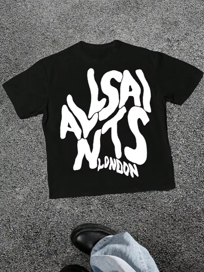 Summer Clothing London - 2026年夏 ロンドン エラスティックテキストTシャツ、太字グラフィックシャツ、メンズストリートスタイルの服に最適、快適なフィット感。