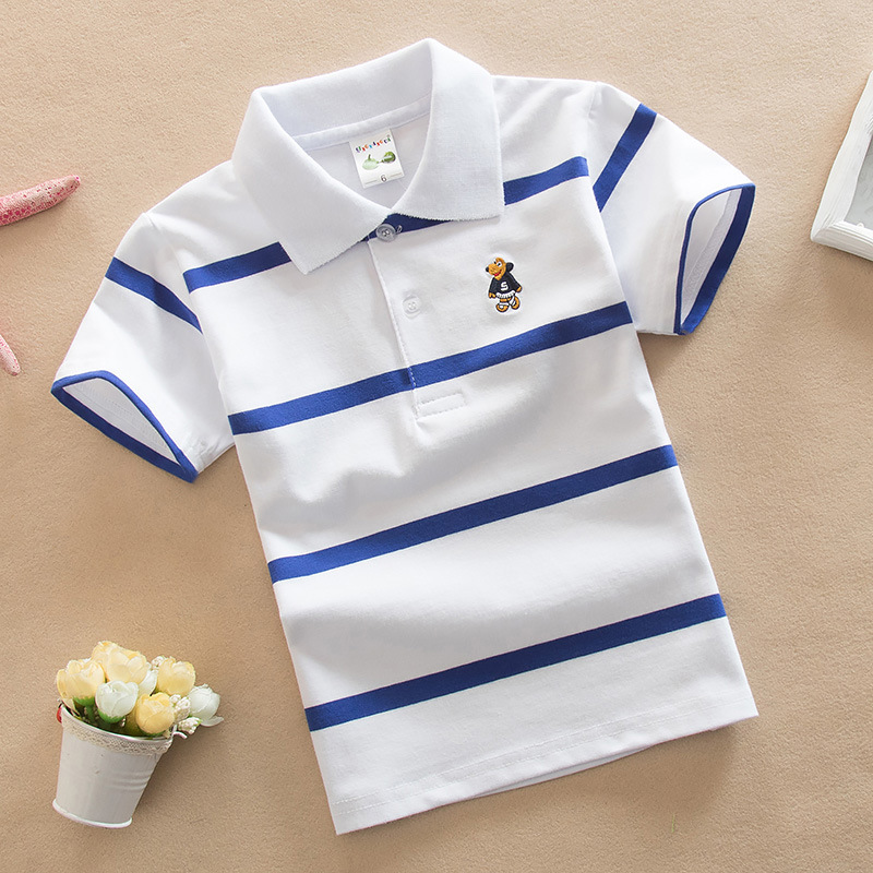 夏の男の子ポロシャツ半袖 Tシャツ子供のための少年ボトム無地 - Summer Clothing Baby のレビューと価格