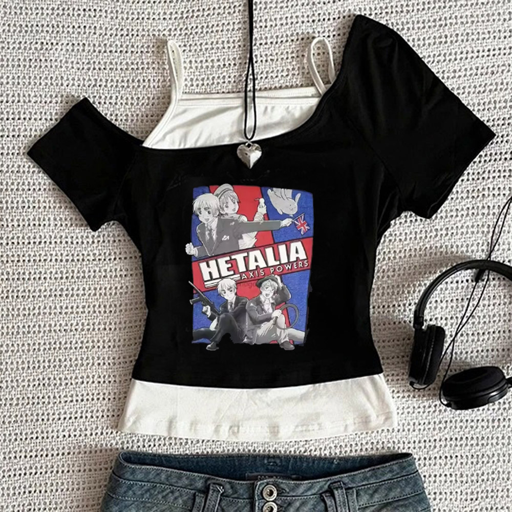 ヘタリア クロップトップ レディース ストリートウェア グラ - Summer Grunge Clothing のレビューと価格
