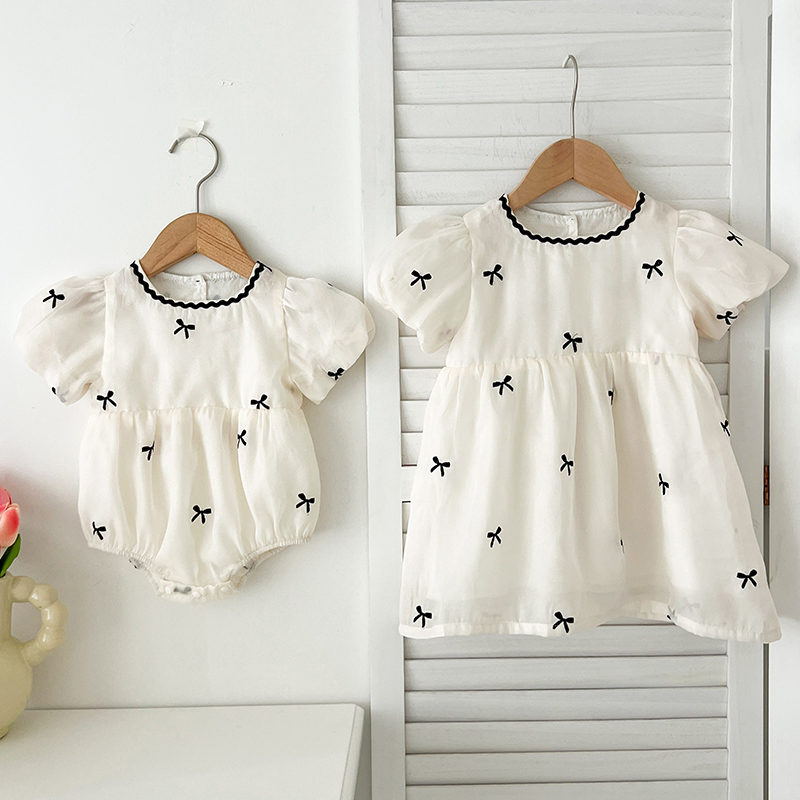 キッズ姉妹服夏の女の赤ちゃんドレス幼児女の子かわいい弓ガーゼ - Summer Clothing Baby のレビューと価格