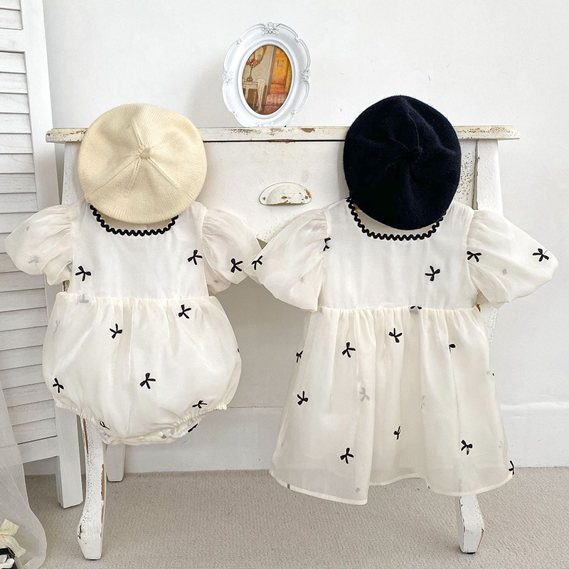 キッズ姉妹服夏の女の赤ちゃんドレス幼児女の子かわいい弓ガーゼ - Summer Clothing Baby のレビューと価格