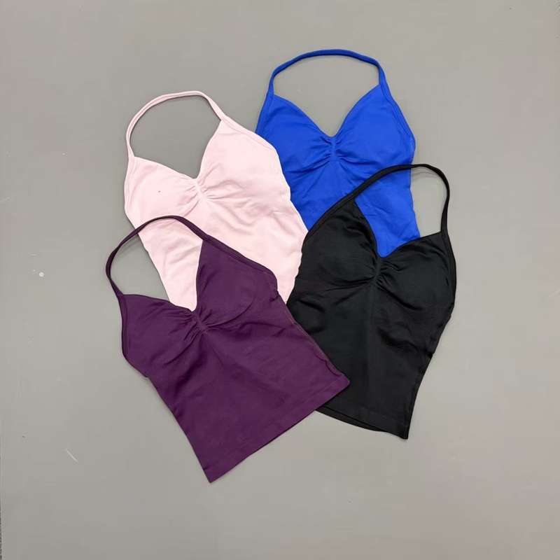 ジム女性用スポーツタンクトップ シームレス ホルターストラッ - Halter Neck Top のレビューと価格