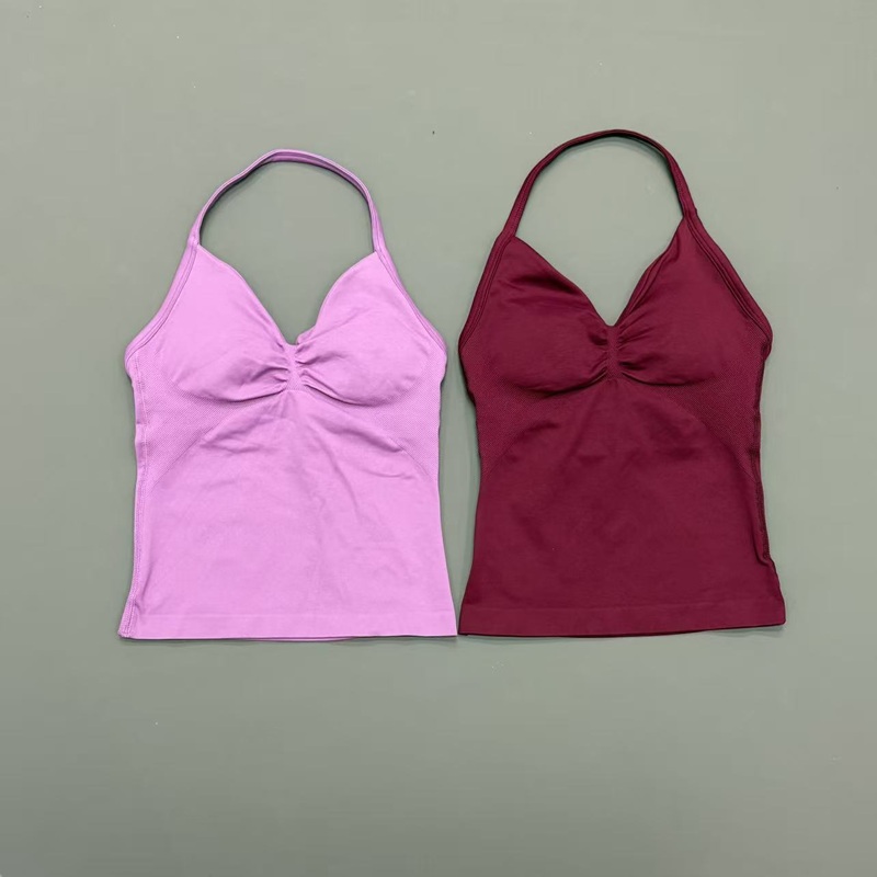 ジム女性用スポーツタンクトップ シームレス ホルターストラッ - Halter Neck Top のレビューと価格
