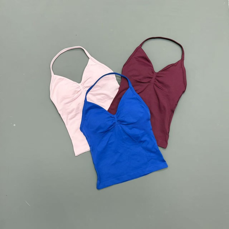ジム女性用スポーツタンクトップ シームレス ホルターストラッ - Halter Neck Top のレビューと価格