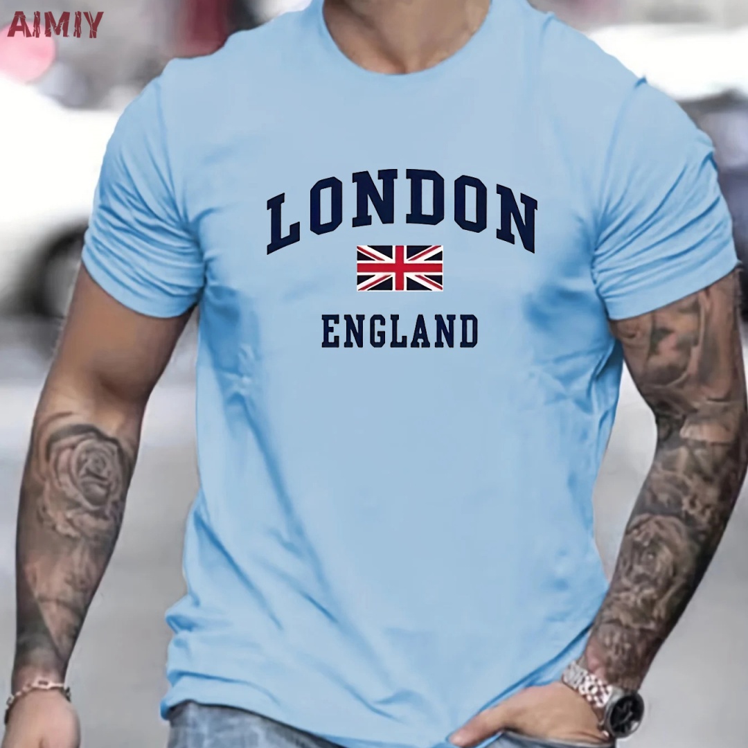 紳士服ロンドンイングランドパターンプリント Tシャツ男特大  - Summer Clothing London のレビューと価格