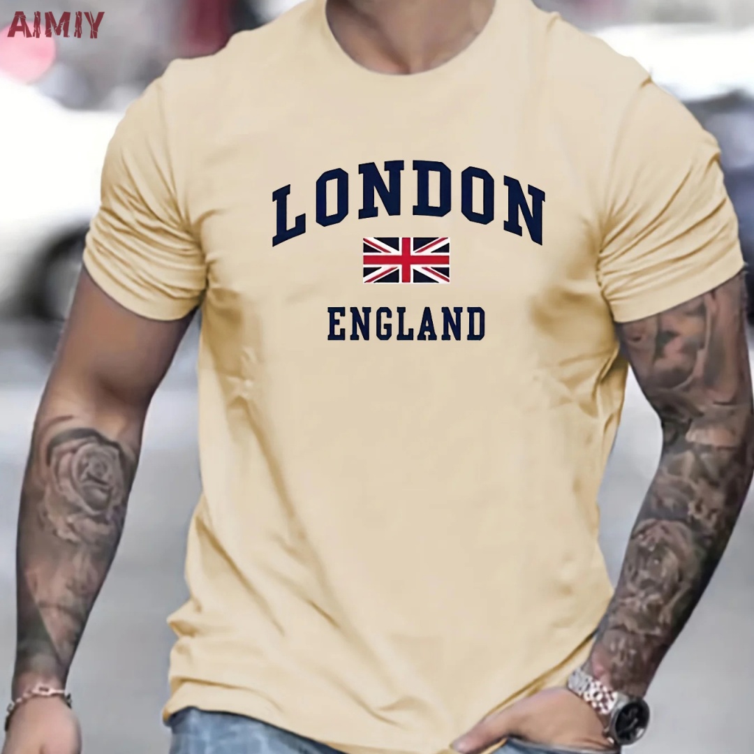 紳士服ロンドンイングランドパターンプリント Tシャツ男特大  - Summer Clothing London のレビューと価格