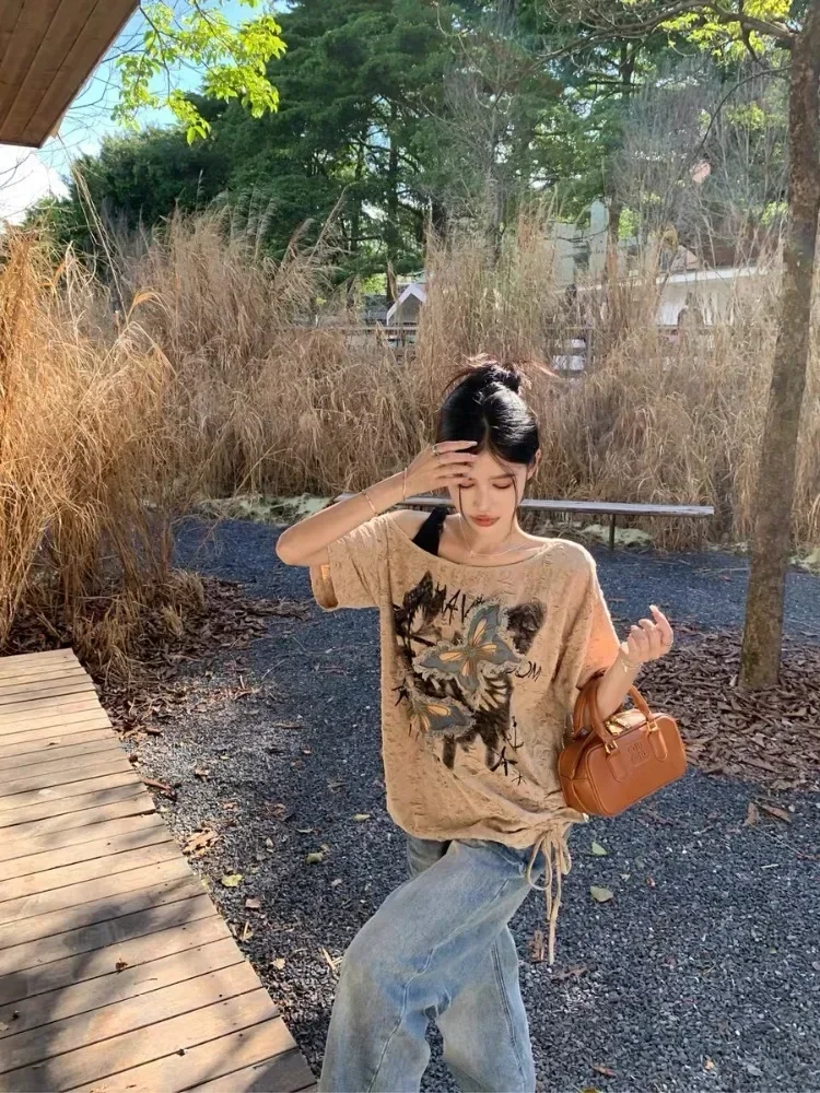 HOUZHOU ヴィンテージグラフィック Tシャツ女性原宿  - Summer Grunge Clothing のレビューと価格
