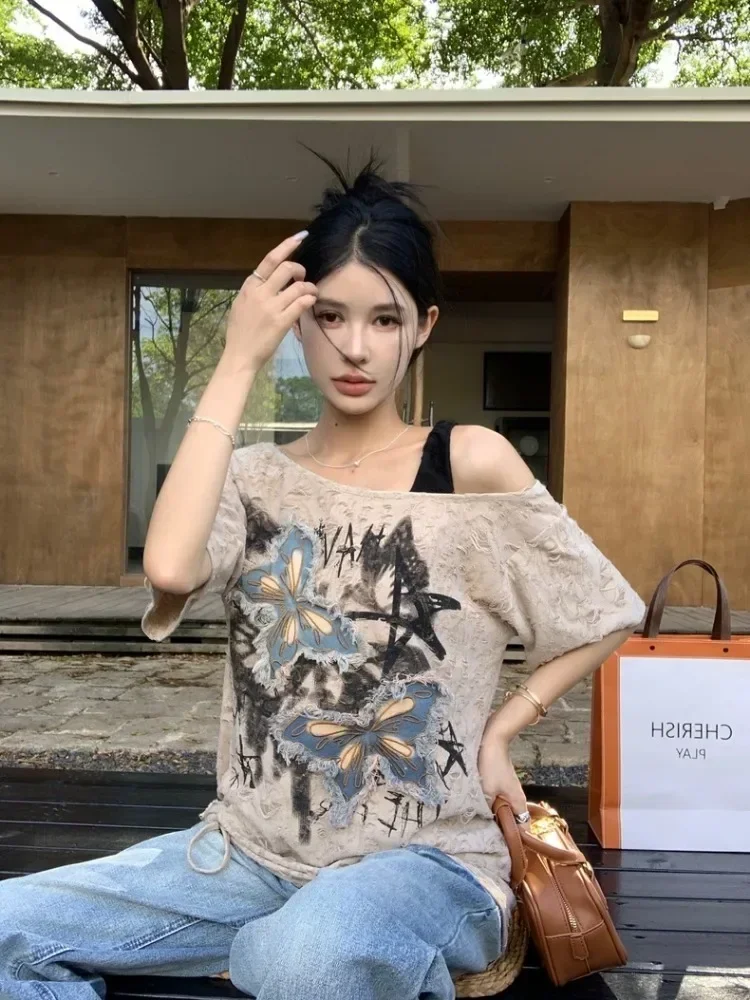 HOUZHOU ヴィンテージグラフィック Tシャツ女性原宿  - Summer Grunge Clothing のレビューと価格