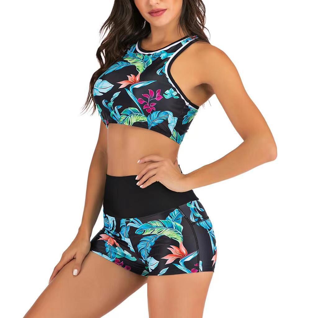 Y2K ビキニ女性用タンキニ ショートパンツ付き クロップト - Halter Neck Top のレビューと価格