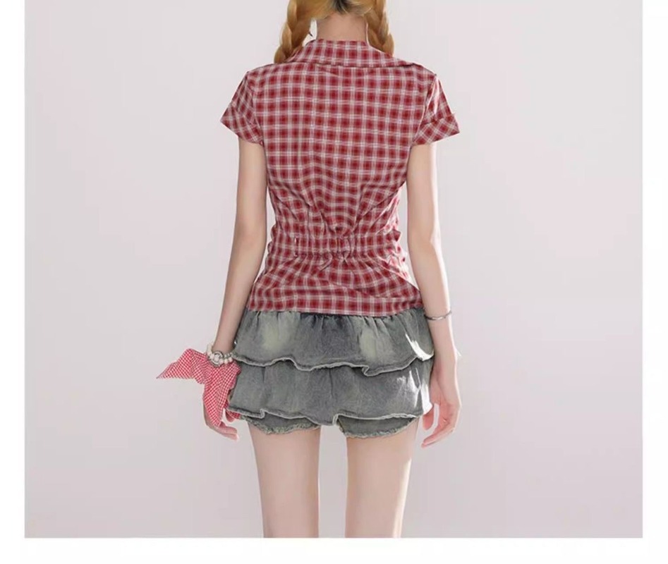 原宿ヴィンテージゴシックチェック柄シャツ女性ロリータストリー - Summer Grunge Clothing のレビューと価格