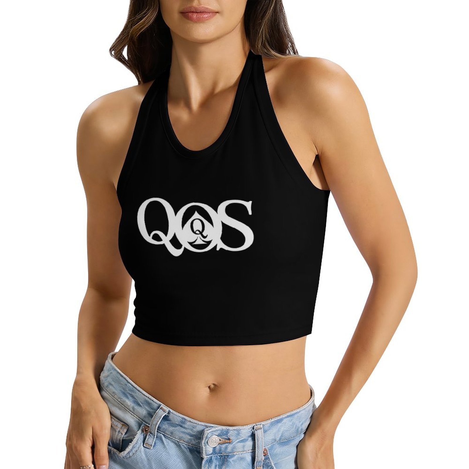 レディース QOS プリント タイ ホルター トップス バッ - Halter Neck Top のレビューと価格