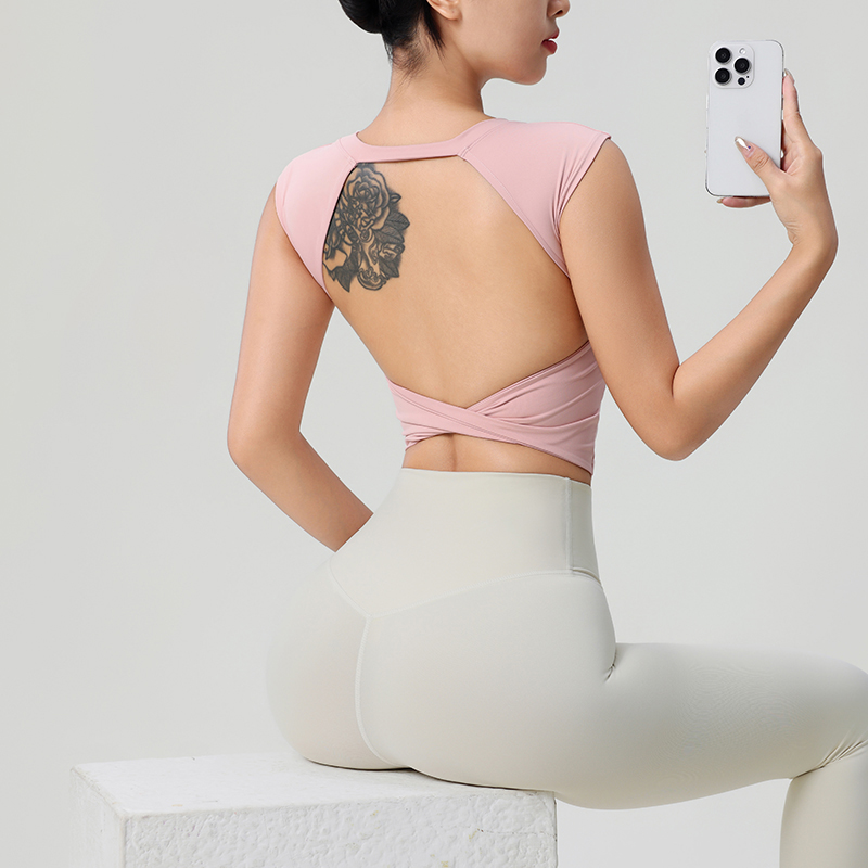 女性の背中の開いたフィットネス服固定胸パッド付き美しいトップ - Summer Clothing Clearance のレビューと価格