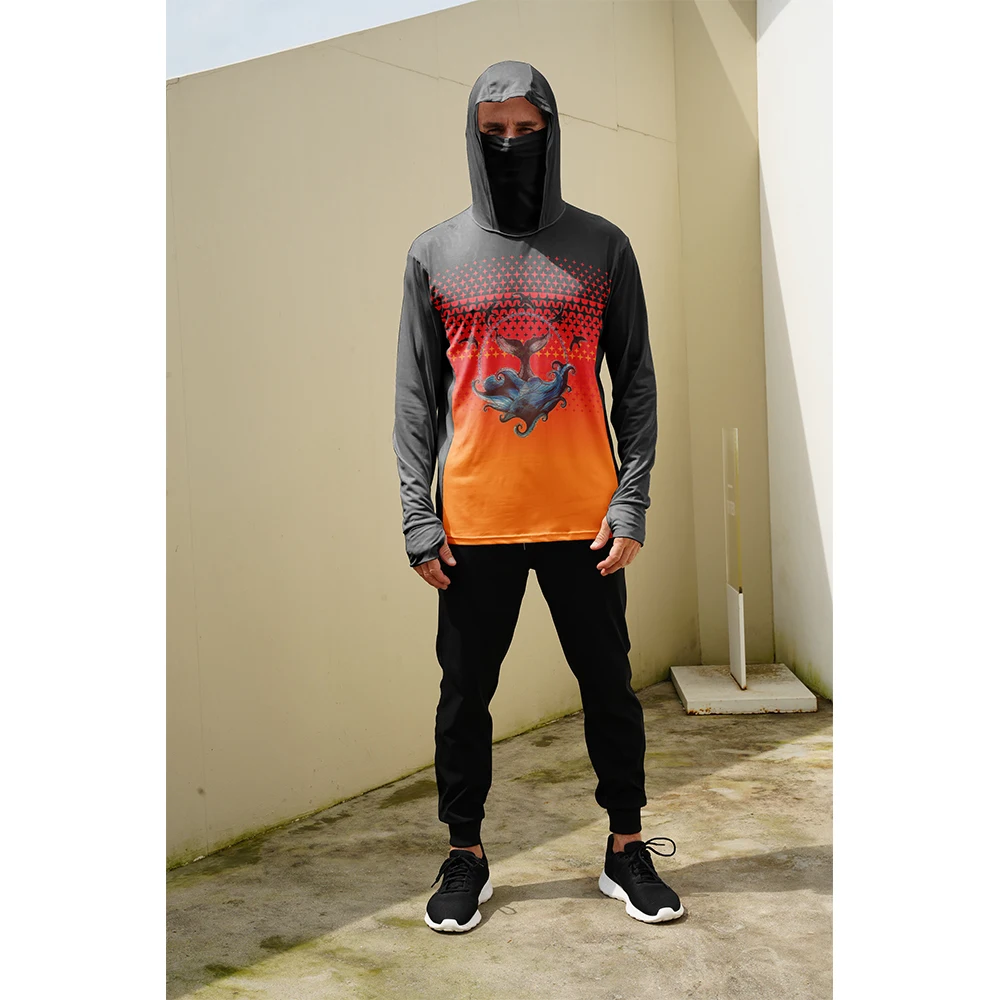 釣り用シャツ メンズ 日焼け防止 フード付きマスク 一体型  - Summer Clothing Men のレビューと価格