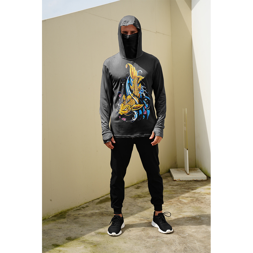 釣り用シャツ メンズ 日焼け防止 フード付きマスク 一体型  - Summer Clothing Men のレビューと価格