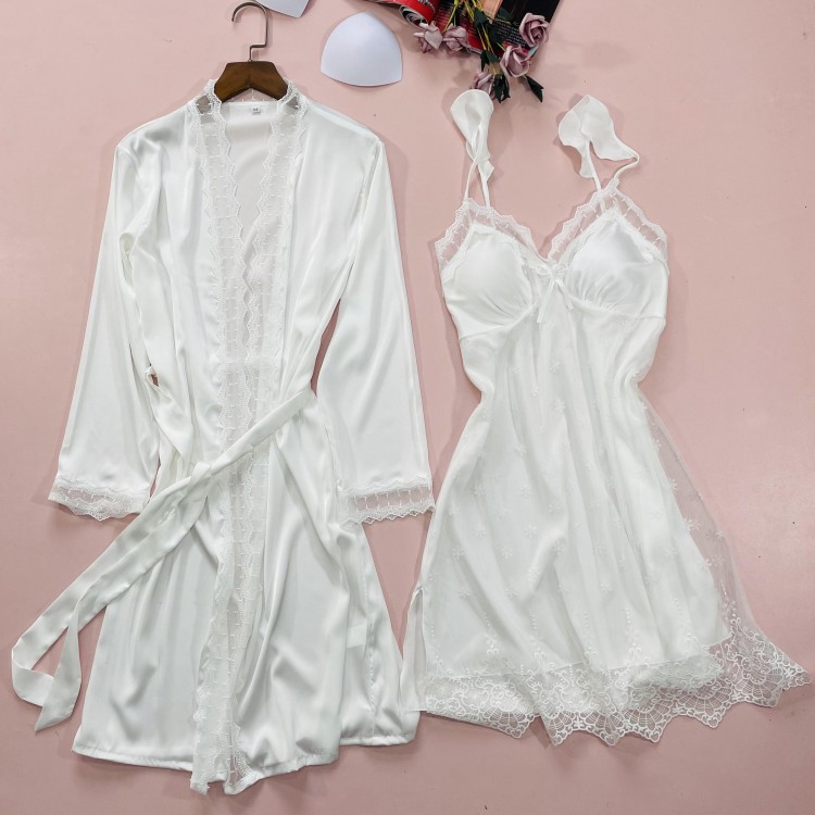 2個寝間着 & ローブスーツサテン女性ローブセット着物ドレス - Summer House Clothing のレビューと価格