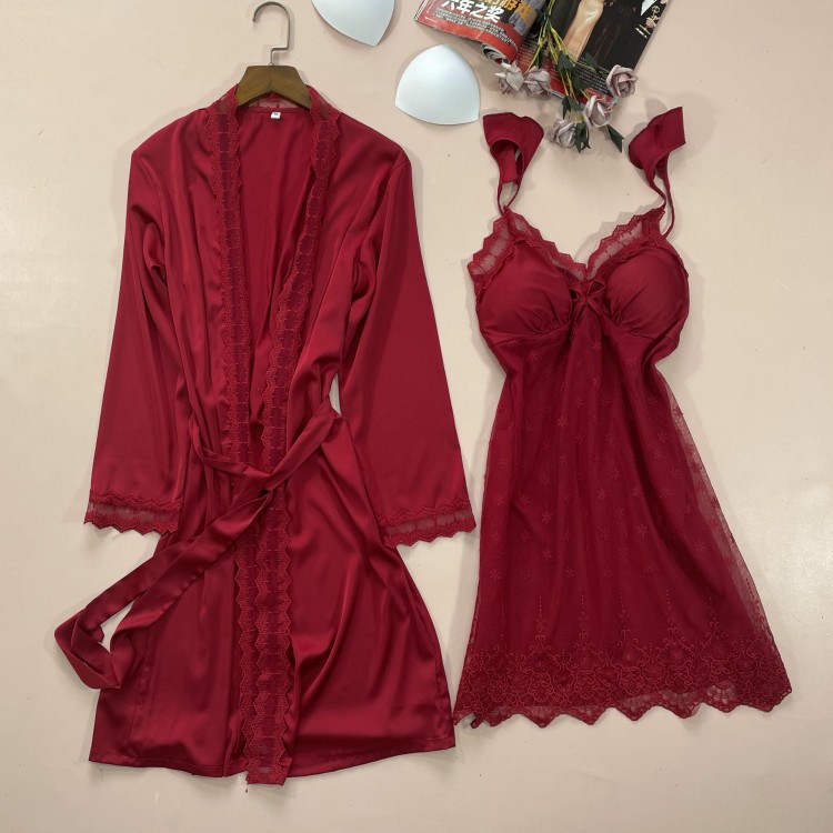 2個寝間着 & ローブスーツサテン女性ローブセット着物ドレス - Summer House Clothing のレビューと価格