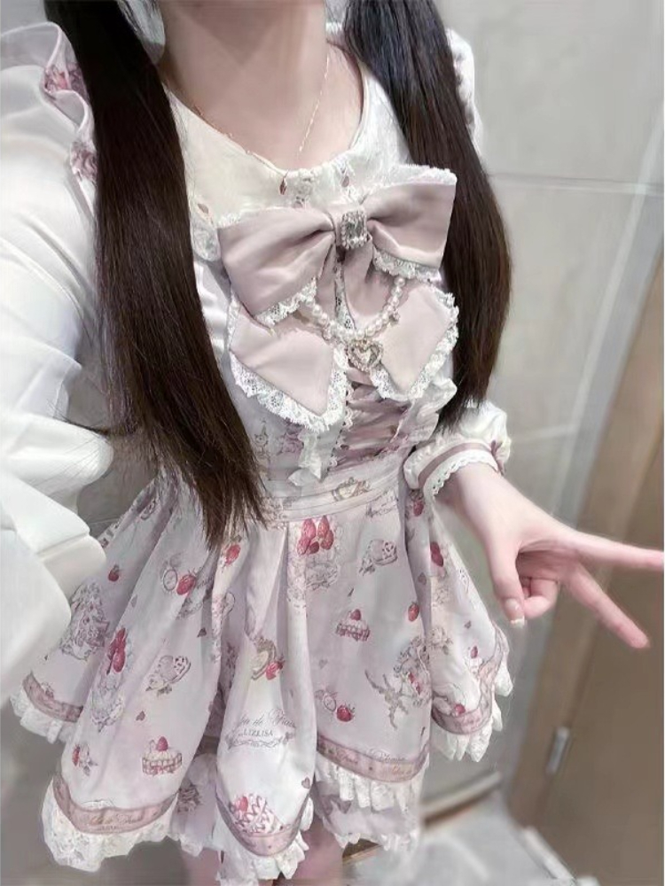 夏の日本のゴシックY2Kロリータ風ボウドレスセット、女性用ヴ - Summer Japanese Clothing のレビューと価格