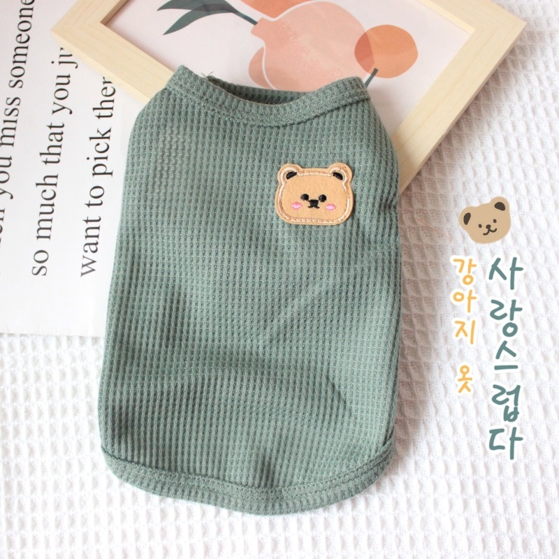 1個グリーンベアベストペット犬服猫無地Tシャツ服犬薄手小さな - Summer Green Clothing のレビューと価格