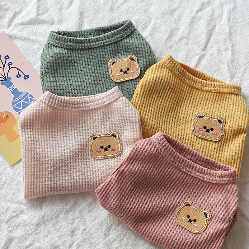 1個グリーンベアベストペット犬服猫無地Tシャツ服犬薄手小さな - Summer Green Clothing のレビューと価格