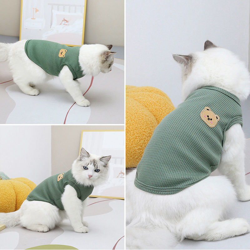 1個グリーンベアベストペット犬服猫無地Tシャツ服犬薄手小さな - Summer Green Clothing のレビューと価格