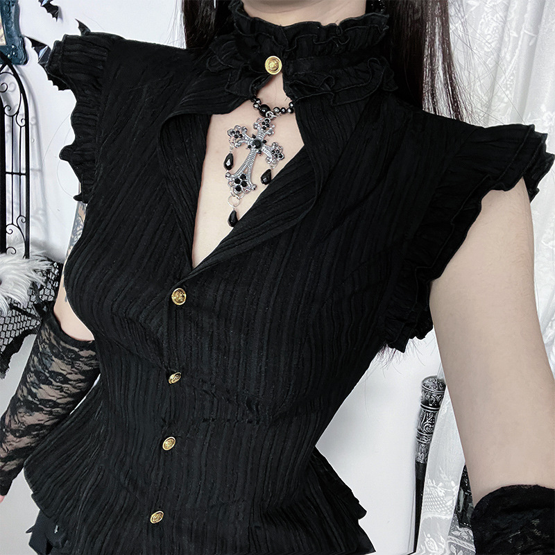 ゴスダーク90年代グランジシングルブレストスリムウエストシャ - Summer Grunge Clothing のレビューと価格