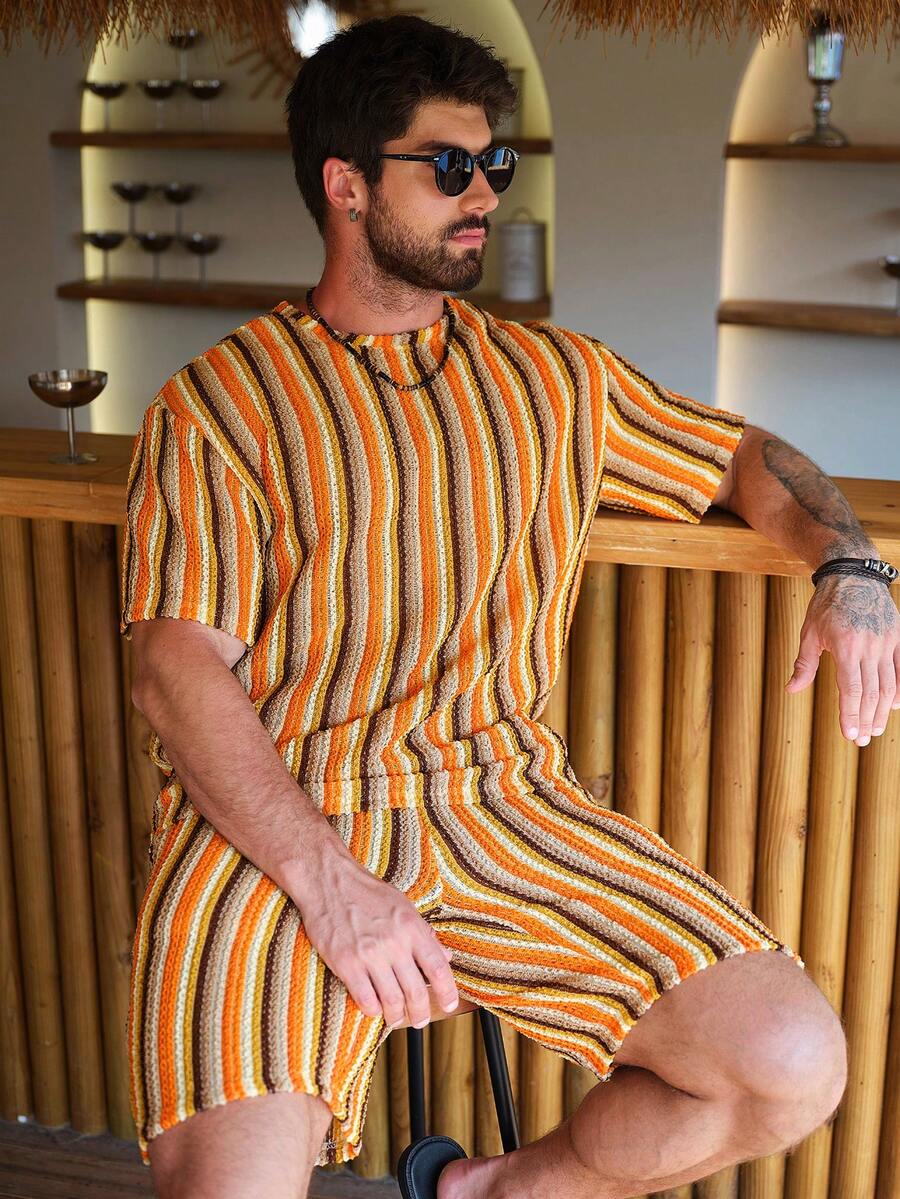 Genlund メンズ ニット T シャツ セット、オレンジ - Summer Clothing Crochet Patterns のレビューと価格