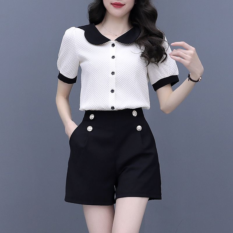 コントラストカラーボタンショートセット レディース 2ピース - Summer Clothing Trends For Women のレビューと価格