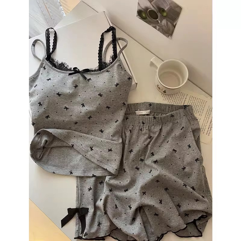 女性の夏の売れ筋サスペンダーパジャマホームスーツセット水玉模 - Summer House Clothing のレビューと価格