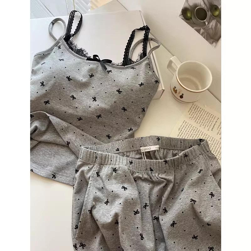 女性の夏の売れ筋サスペンダーパジャマホームスーツセット水玉模 - Summer House Clothing のレビューと価格