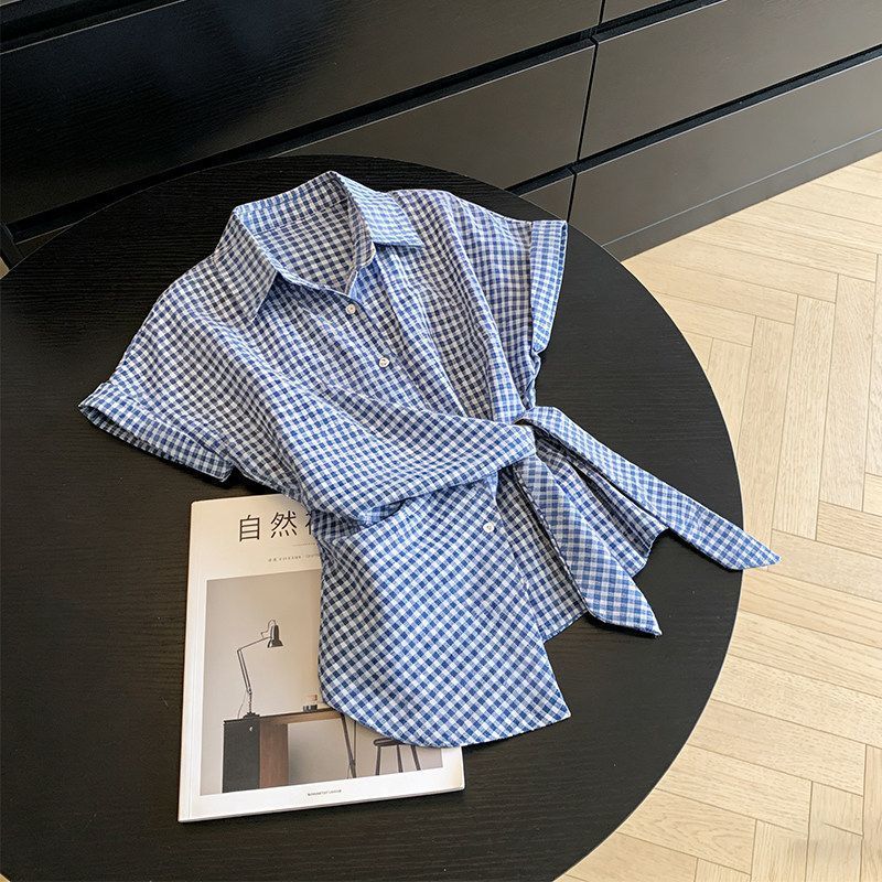 不規則なチェック柄包帯トレンド半袖シャツトップス夏の女性の服 - Summer Clothing Trends For Women のレビューと価格