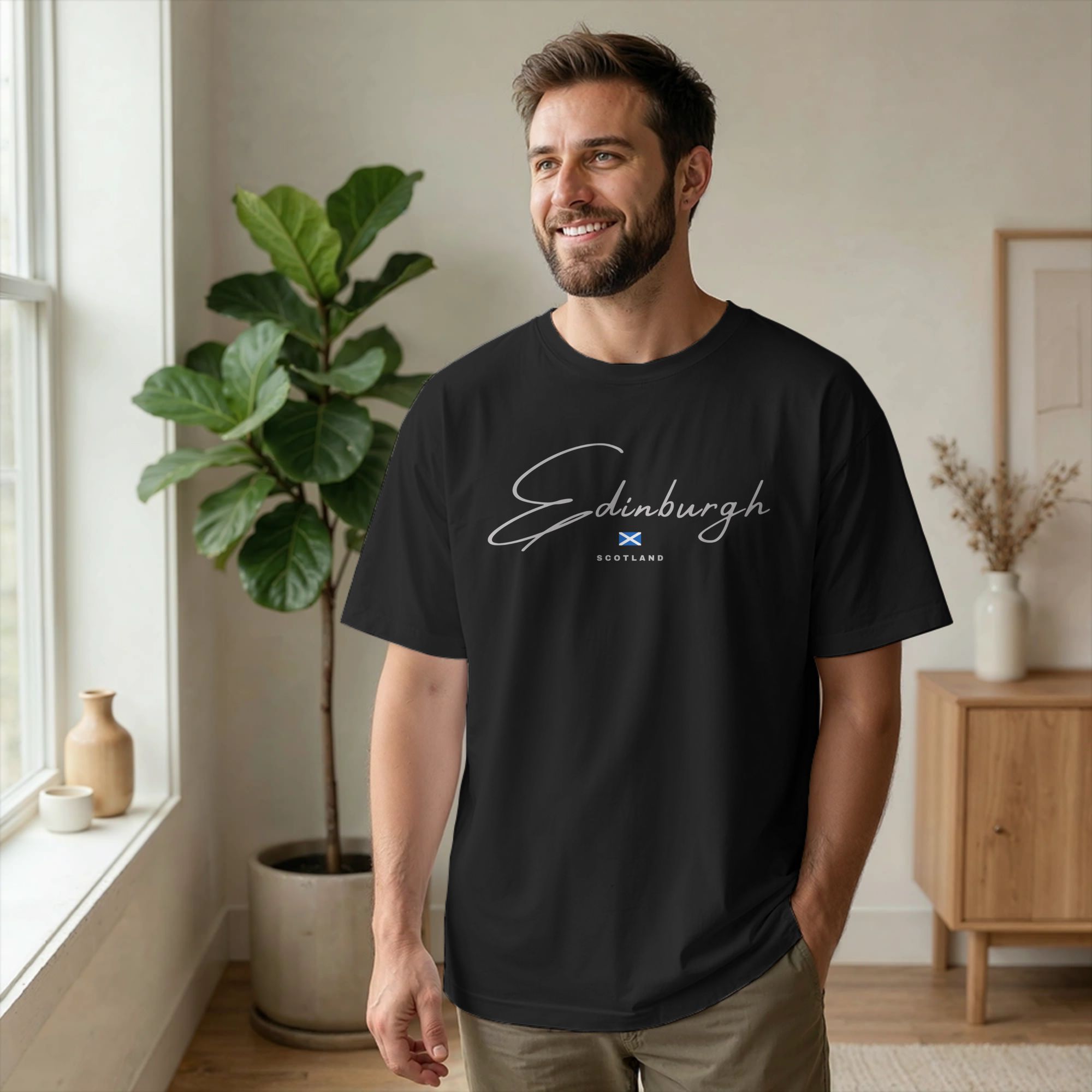 男性 Tシャツエディンバラスコットランド英国ノベルティコット - Summer Clothing Edinburgh のレビューと価格