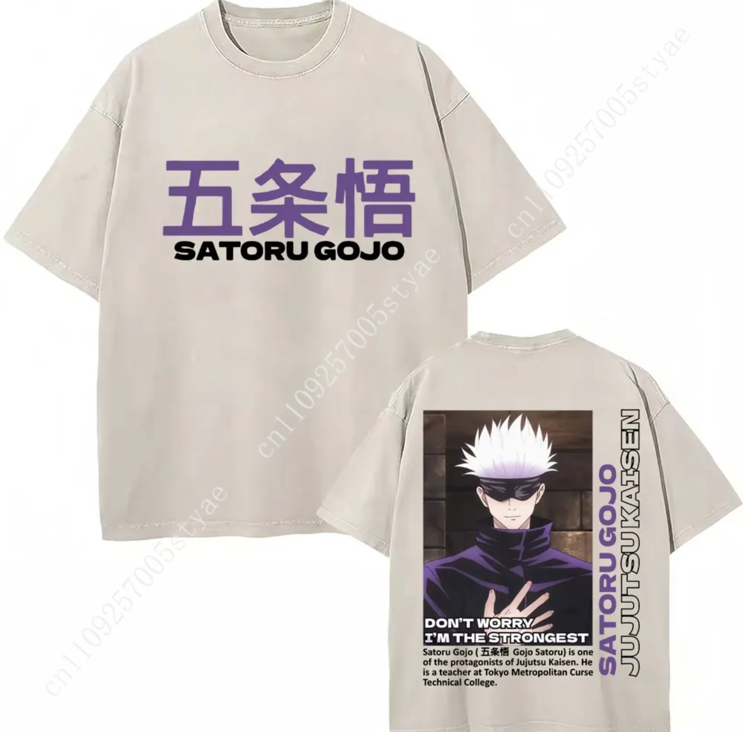 日本アニメ呪術廻戦ウォッシュドTシャツ五条悟ゲトスグールTシ - Summer Quilt のレビューと価格