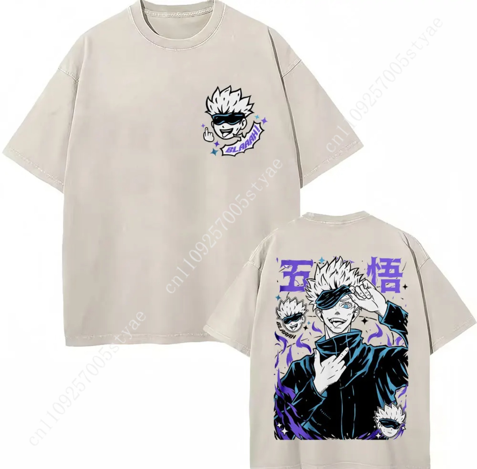 日本アニメ呪術廻戦ウォッシュドTシャツ五条悟ゲトスグールTシ - Summer Quilt のレビューと価格