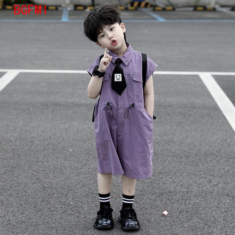 キッズサマーショーツオーバーオールカプリボーイズパープルパン - Summer Clothing Baby のレビューと価格