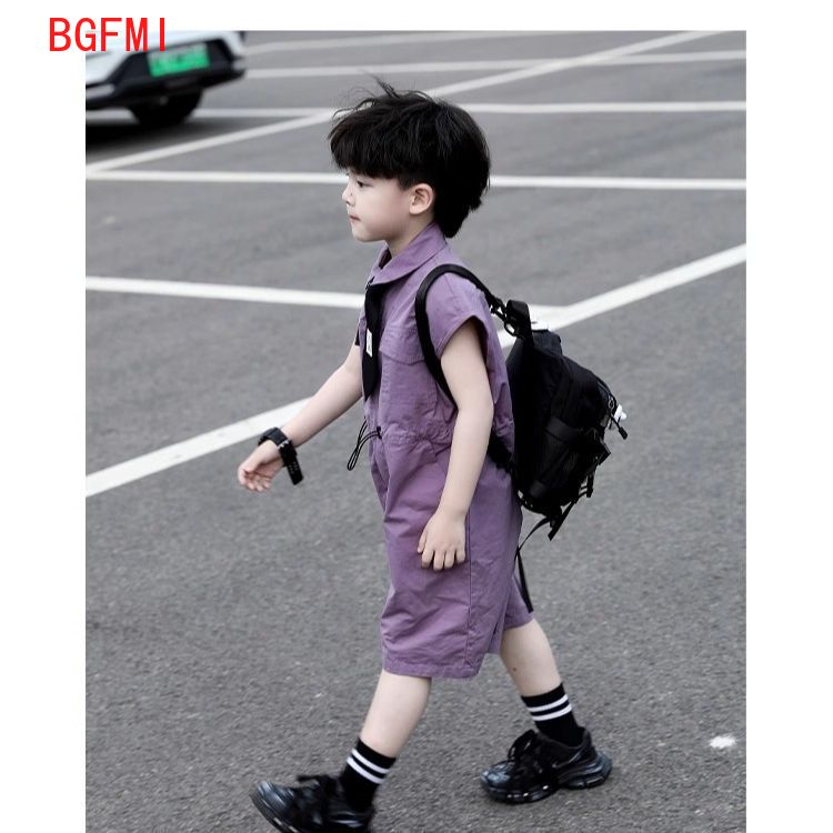 キッズサマーショーツオーバーオールカプリボーイズパープルパン - Summer Clothing Baby のレビューと価格