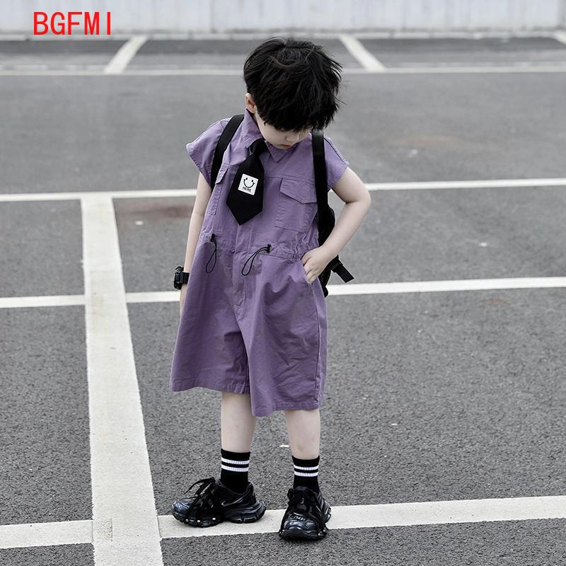 キッズサマーショーツオーバーオールカプリボーイズパープルパン - Summer Clothing Baby のレビューと価格
